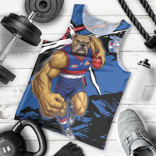 Western Bulldogs Men Tank Top Footscray Muscular Mascot Graphic - Abstract Paint Splatter Art