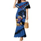 Western Bulldogs Mermaid Dress Footscray Muscular Mascot Graphic - Abstract Paint Splatter Art