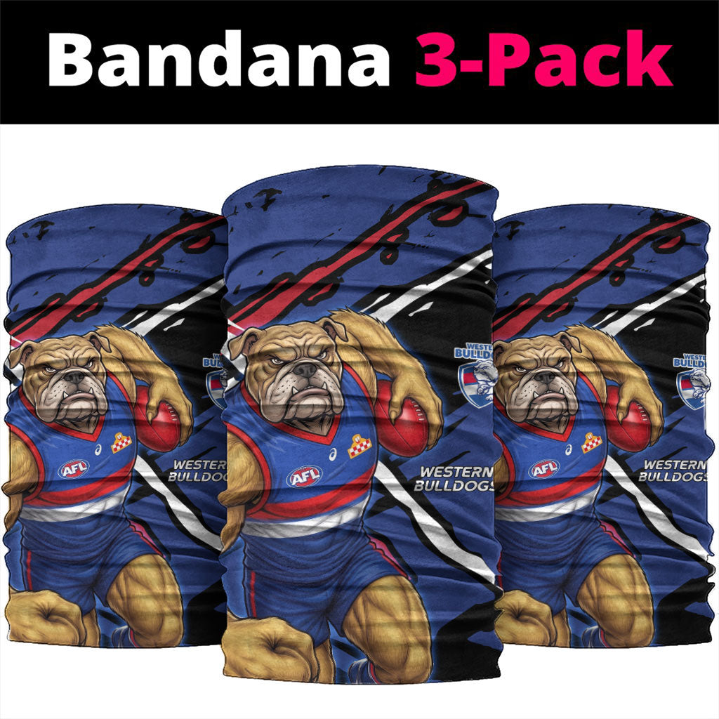 Western Bulldogs Neck Gaiter Footscray Muscular Mascot Graphic - Abstract Paint Splatter Art