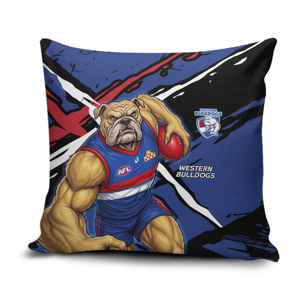 Western Bulldogs Pillow Cover Footscray Muscular Mascot Graphic - Abstract Paint Splatter Art