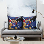 Western Bulldogs Pillow Cover Footscray Muscular Mascot Graphic - Abstract Paint Splatter Art