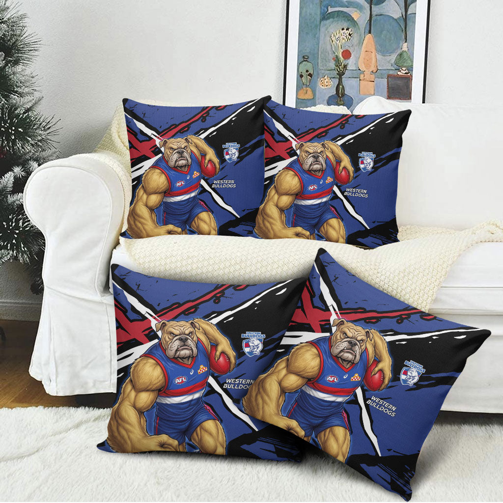 Western Bulldogs Pillow Cover Footscray Muscular Mascot Graphic - Abstract Paint Splatter Art