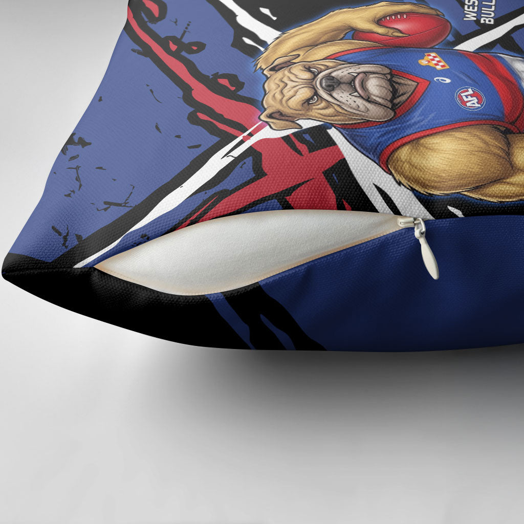 Western Bulldogs Pillow Cover Footscray Muscular Mascot Graphic - Abstract Paint Splatter Art