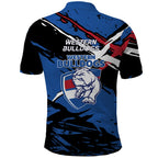 Western Bulldogs Polo Shirt Footscray Muscular Mascot Graphic - Abstract Paint Splatter Art