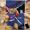 Western Bulldogs Puzzle Footscray Muscular Mascot Graphic - Abstract Paint Splatter Art