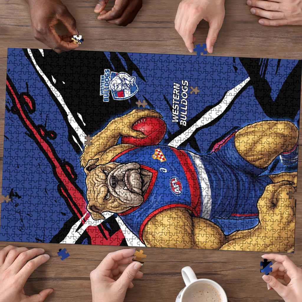 Western Bulldogs Puzzle Footscray Muscular Mascot Graphic - Abstract Paint Splatter Art