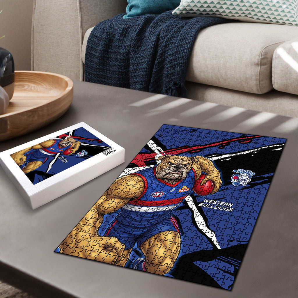 Western Bulldogs Puzzle Footscray Muscular Mascot Graphic - Abstract Paint Splatter Art
