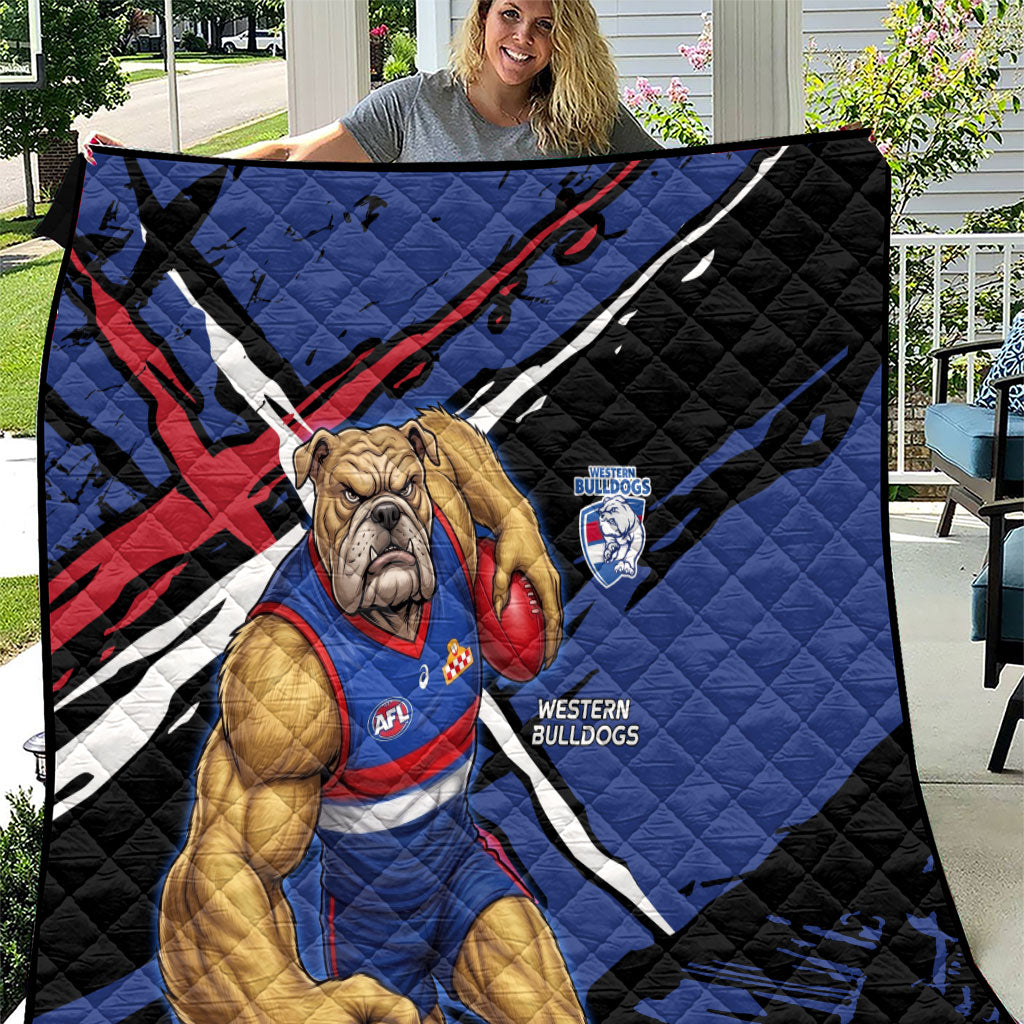 Western Bulldogs Quilt Footscray Muscular Mascot Graphic - Abstract Paint Splatter Art