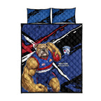 Western Bulldogs Quilt Bed Set Footscray Muscular Mascot Graphic - Abstract Paint Splatter Art