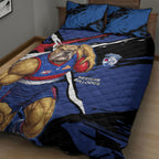 Western Bulldogs Quilt Bed Set Footscray Muscular Mascot Graphic - Abstract Paint Splatter Art