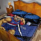 Western Bulldogs Quilt Bed Set Footscray Muscular Mascot Graphic - Abstract Paint Splatter Art