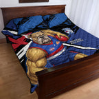 Western Bulldogs Quilt Bed Set Footscray Muscular Mascot Graphic - Abstract Paint Splatter Art