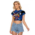 Western Bulldogs Raglan Cropped T Shirt Footscray Muscular Mascot Graphic - Abstract Paint Splatter Art