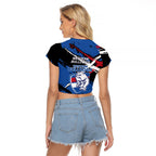 Western Bulldogs Raglan Cropped T Shirt Footscray Muscular Mascot Graphic - Abstract Paint Splatter Art