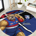 Western Bulldogs Round Carpet Footscray Muscular Mascot Graphic - Abstract Paint Splatter Art