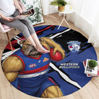 Western Bulldogs Round Carpet Footscray Muscular Mascot Graphic - Abstract Paint Splatter Art