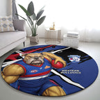 Western Bulldogs Round Carpet Footscray Muscular Mascot Graphic - Abstract Paint Splatter Art
