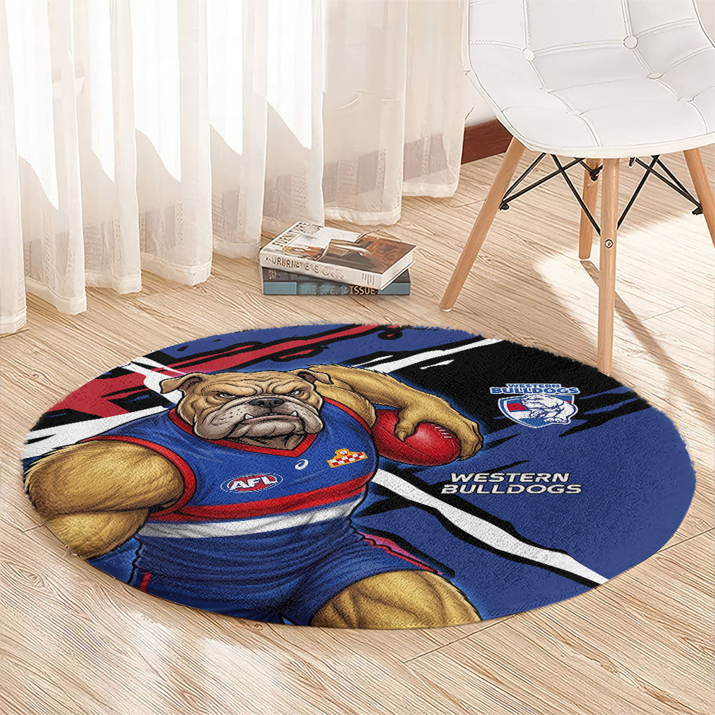 Western Bulldogs Round Carpet Footscray Muscular Mascot Graphic - Abstract Paint Splatter Art