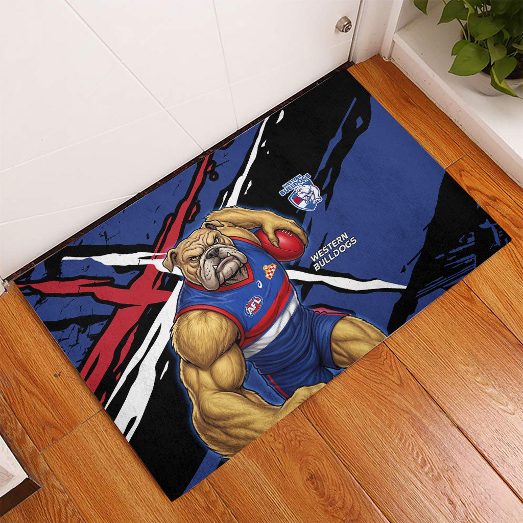 Western Bulldogs Rubber Doormat Footscray Muscular Mascot Graphic - Abstract Paint Splatter Art