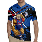Western Bulldogs Rugby Jersey Footscray Muscular Mascot Graphic - Abstract Paint Splatter Art