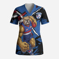 Western Bulldogs Scrub Top Footscray Muscular Mascot Graphic - Abstract Paint Splatter Art