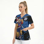 Western Bulldogs Scrub Top Footscray Muscular Mascot Graphic - Abstract Paint Splatter Art
