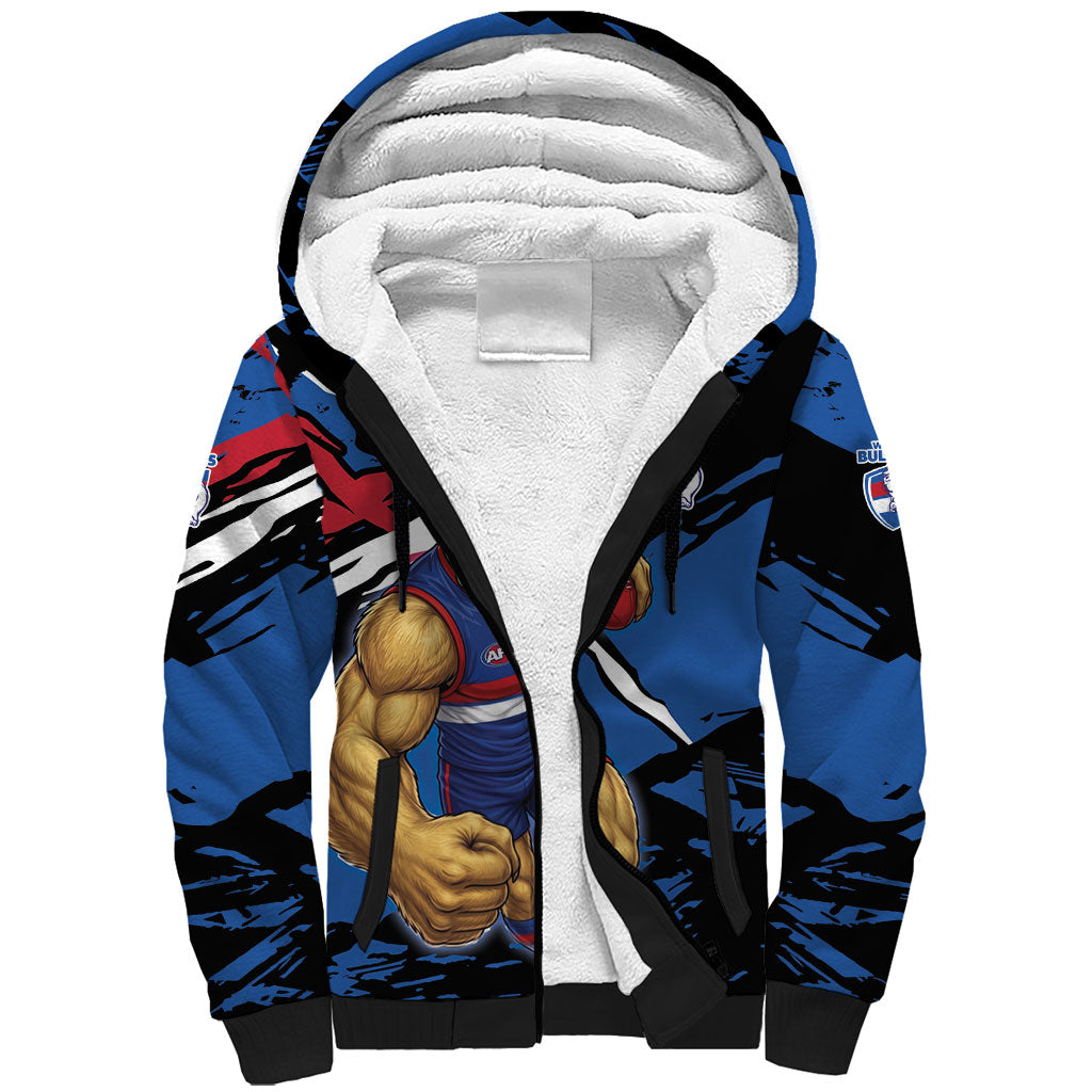 Western Bulldogs Sherpa Hoodie Footscray Muscular Mascot Graphic - Abstract Paint Splatter Art