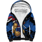 Western Bulldogs Sherpa Hoodie Footscray Muscular Mascot Graphic - Abstract Paint Splatter Art