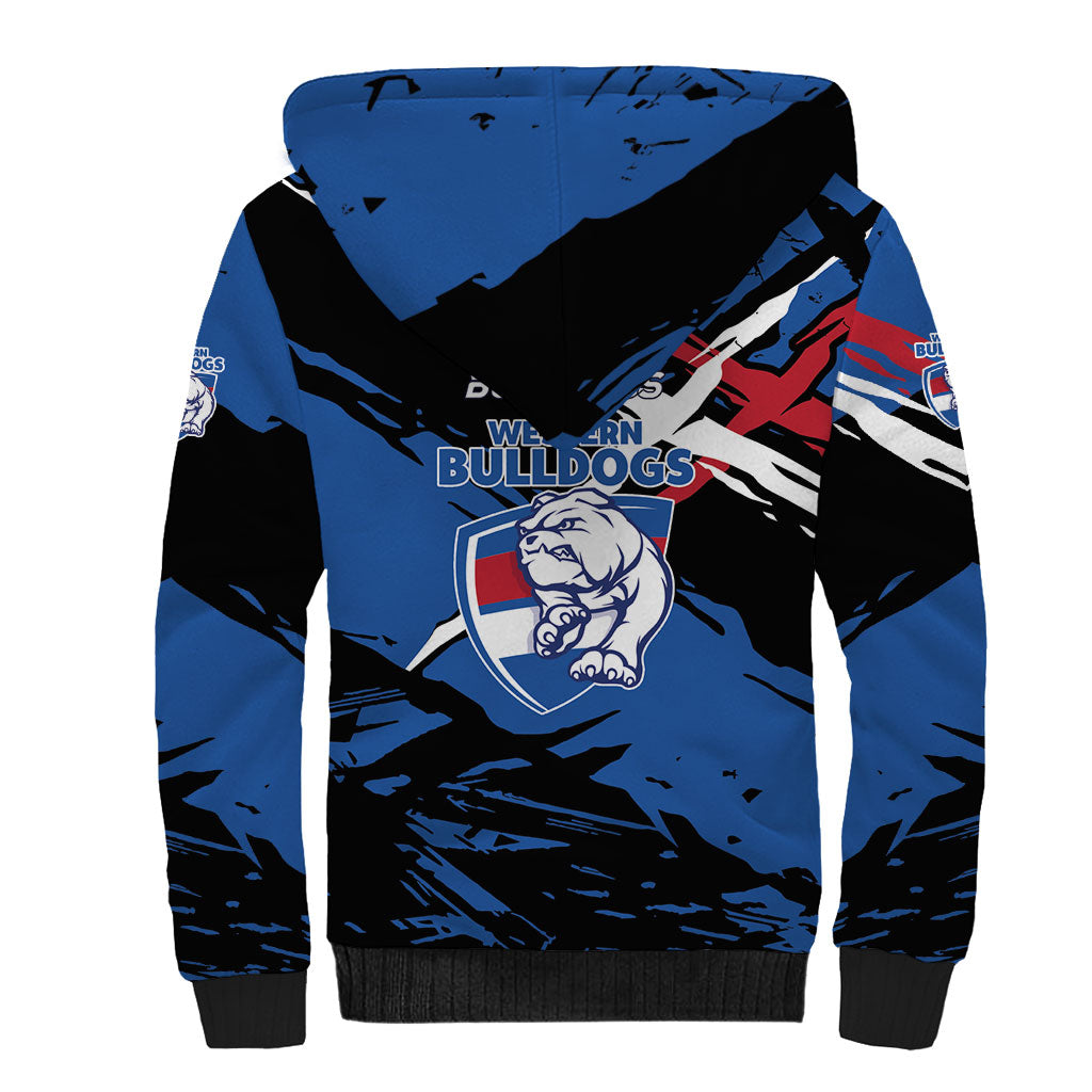 Western Bulldogs Sherpa Hoodie Footscray Muscular Mascot Graphic - Abstract Paint Splatter Art