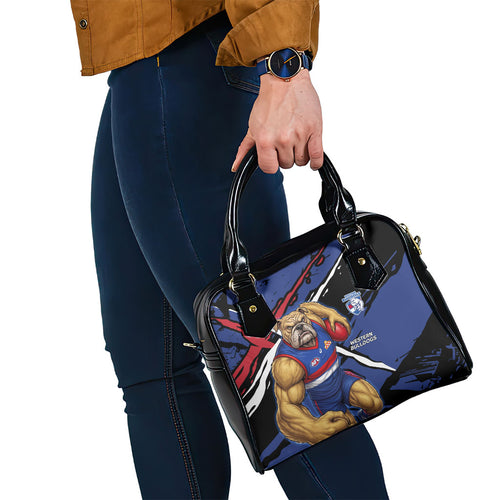Western Bulldogs Shoulder Handbag Footscray Muscular Mascot Graphic - Abstract Paint Splatter Art