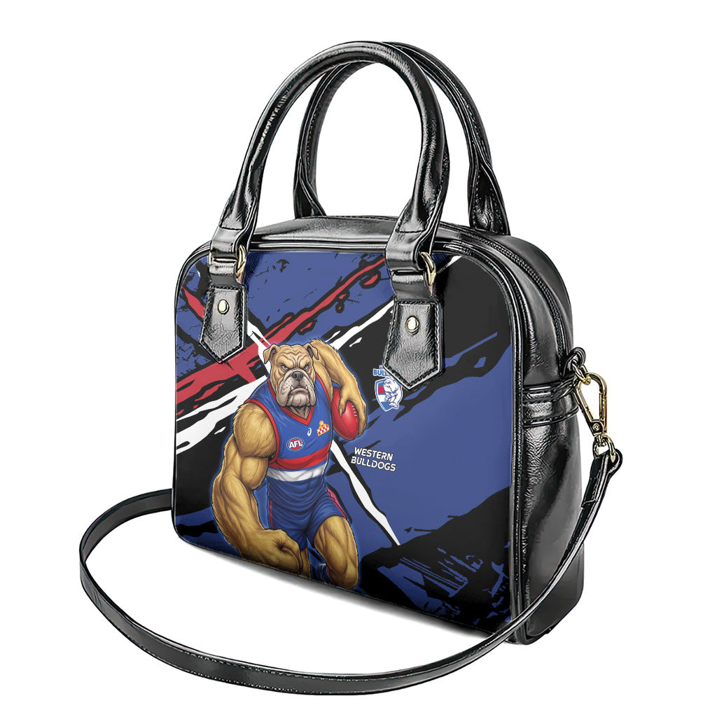 Western Bulldogs Shoulder Handbag Footscray Muscular Mascot Graphic - Abstract Paint Splatter Art