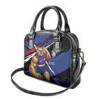 Western Bulldogs Shoulder Handbag Footscray Muscular Mascot Graphic - Abstract Paint Splatter Art