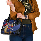 Western Bulldogs Shoulder Handbag Footscray Muscular Mascot Graphic - Abstract Paint Splatter Art