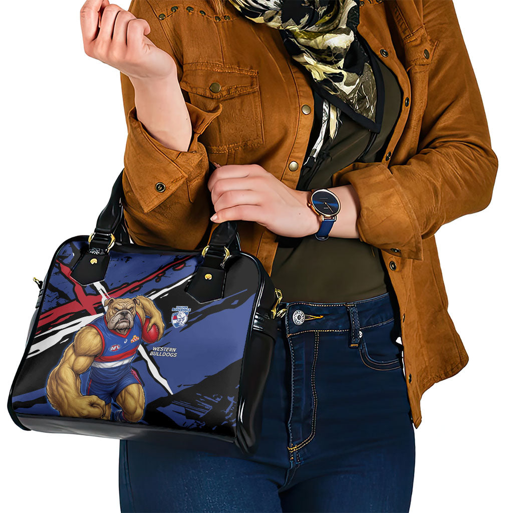 Western Bulldogs Shoulder Handbag Footscray Muscular Mascot Graphic - Abstract Paint Splatter Art