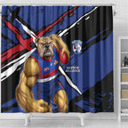 Western Bulldogs Shower Curtain Footscray Muscular Mascot Graphic - Abstract Paint Splatter Art
