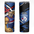 Western Bulldogs Skinny Tumbler Footscray Muscular Mascot Graphic - Abstract Paint Splatter Art