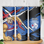 Western Bulldogs Skinny Tumbler Footscray Muscular Mascot Graphic - Abstract Paint Splatter Art