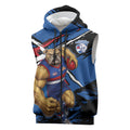 Western Bulldogs Sleeveless Zip Hoodie Footscray Muscular Mascot Graphic - Abstract Paint Splatter Art