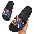 Western Bulldogs Slide Sandals Footscray Muscular Mascot Graphic - Abstract Paint Splatter Art