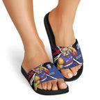 Western Bulldogs Slide Sandals Footscray Muscular Mascot Graphic - Abstract Paint Splatter Art