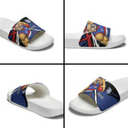 Western Bulldogs Slide Sandals Footscray Muscular Mascot Graphic - Abstract Paint Splatter Art
