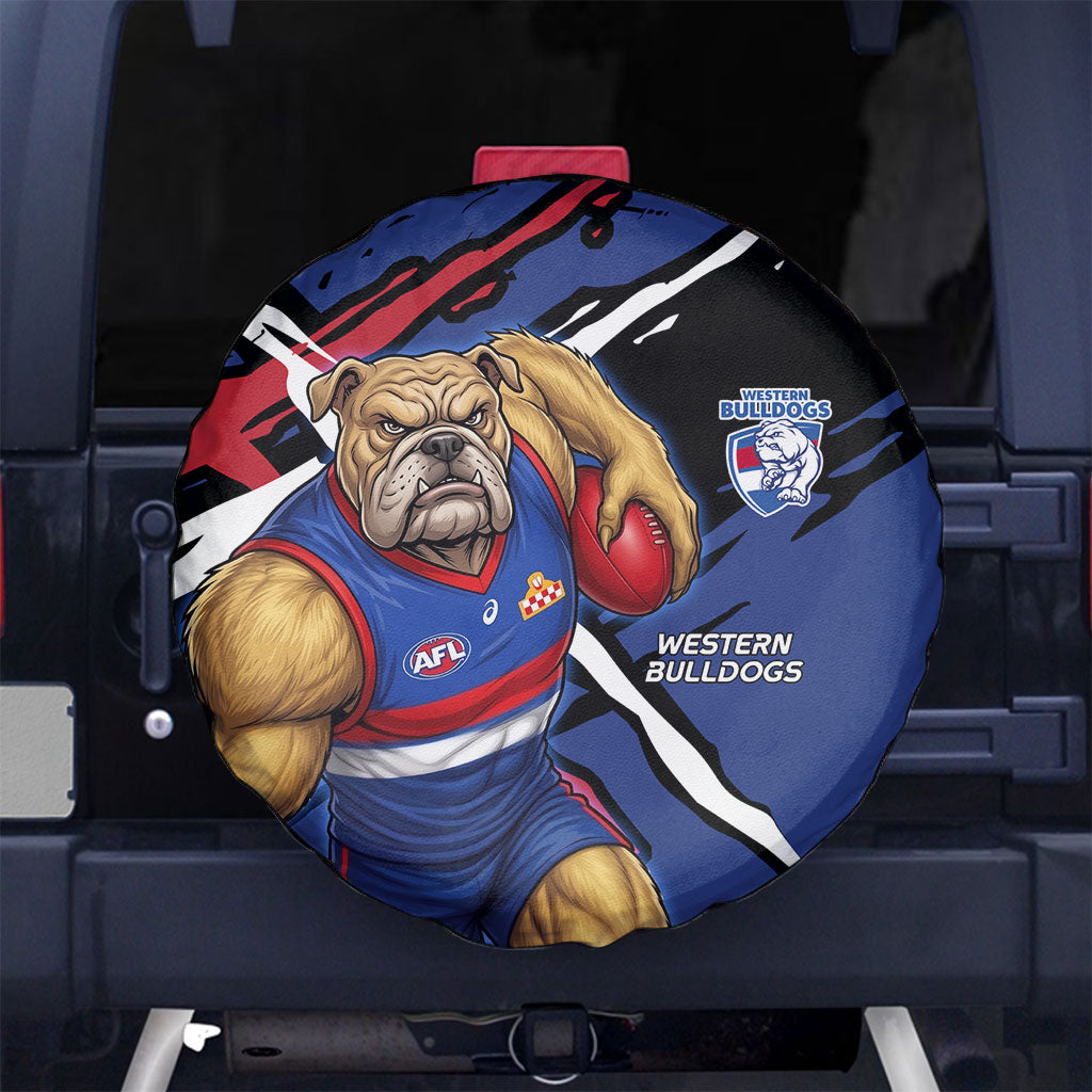 Western Bulldogs Spare Tire Cover Footscray Muscular Mascot Graphic - Abstract Paint Splatter Art