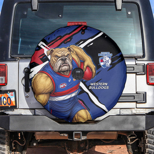 Western Bulldogs Spare Tire Cover Footscray Muscular Mascot Graphic - Abstract Paint Splatter Art