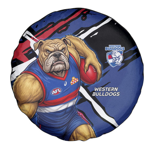 Western Bulldogs Spare Tire Cover Footscray Muscular Mascot Graphic - Abstract Paint Splatter Art