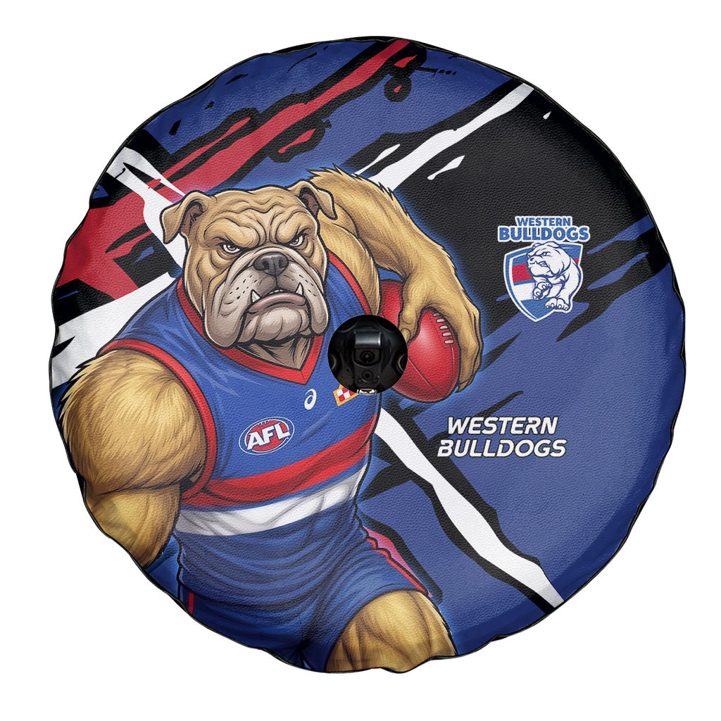 Western Bulldogs Spare Tire Cover Footscray Muscular Mascot Graphic - Abstract Paint Splatter Art