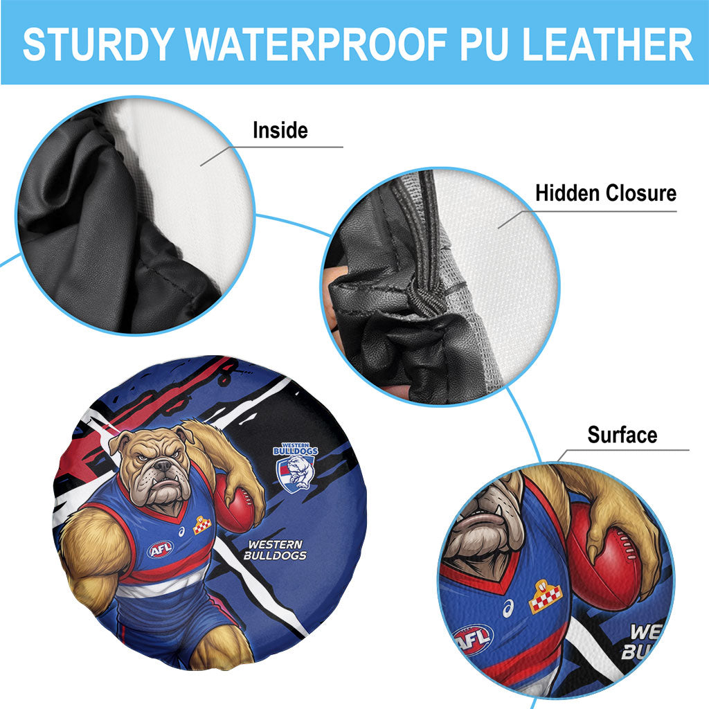 Western Bulldogs Spare Tire Cover Footscray Muscular Mascot Graphic - Abstract Paint Splatter Art