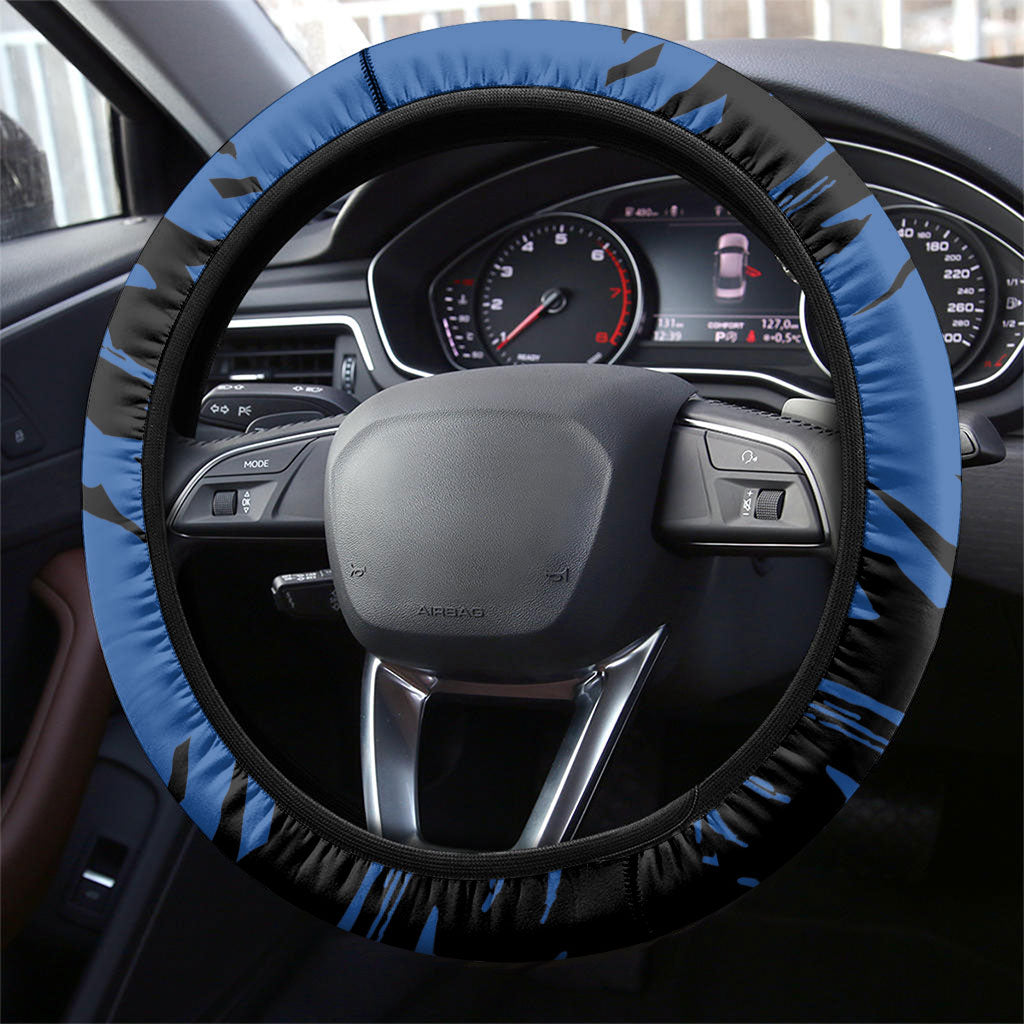 Western Bulldogs Steering Wheel Cover Footscray Muscular Mascot Graphic - Abstract Paint Splatter Art