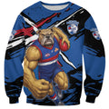 Western Bulldogs Sweatshirt Footscray Muscular Mascot Graphic - Abstract Paint Splatter Art