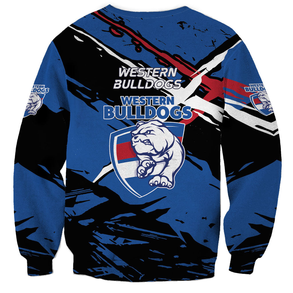Western Bulldogs Sweatshirt Footscray Muscular Mascot Graphic - Abstract Paint Splatter Art