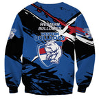 Western Bulldogs Sweatshirt Footscray Muscular Mascot Graphic - Abstract Paint Splatter Art
